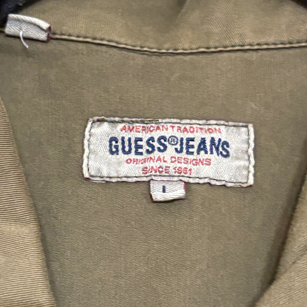 Vintage Guess Studded Military Rocker Grunge Vest Olive Army Green~Size L - Picture 2 of 8